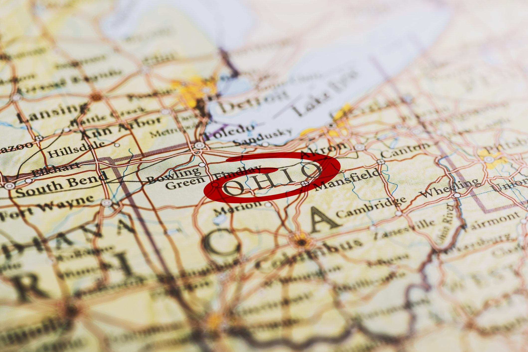 Ohio Marked on Map